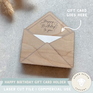Feliz cumpleaños sobre tarjeta de regalo titular láser archivo cortado archivo digital / feliz cumpleaños a usted / regalo de cumpleaños / titular de la tarjeta de regalo / Glowforge