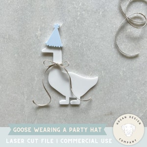 Goose feestmuts SVG laserbestand gesneden digitaal bestand Glowforge | Cadeaukaartjes verjaardag| Cadeaulabels | Silly Goose | laseren