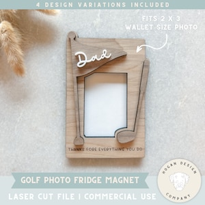 Photo de golf aimant pour réfrigérateur Fichier laser SVG coupe fichier numérique | Photo au format portefeuille | Fête des pères | cadeau d'enfants | Lime laser | Forgelumineuse