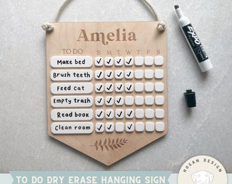 To Do Hanging Chart Dry Erase Sign SVG Laser File Cut Digital File for Glowforge | Responsibilities | Chore Chart for Kids Svg | Calendar