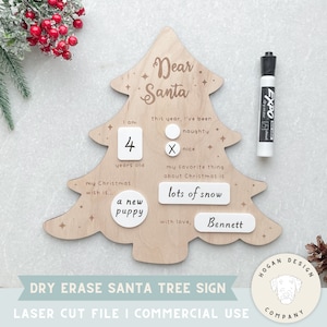 Caro Babbo Natale albero File SVG Cancellabile a secco Segno di Natale / Caro Babbo Natale / Decorazioni natalizie / Albero di Natale / Laser Glowforge / Taglierina laser