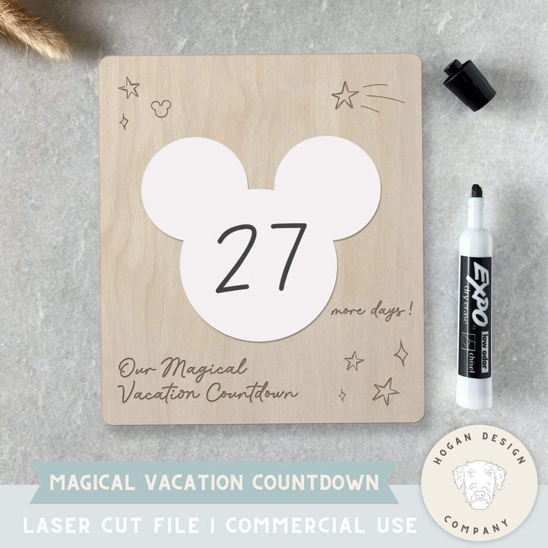 Magical Mouse Vacation Countdown Sign SVG | Family Trip Countdown Board ...