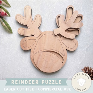 Reindeer Puzzle SVG File | Christmas Puzzle | Kids Puzzle | Christian puzzle | Christmas Decor | Holy Night| Glowforge Laser | Laser Cutter