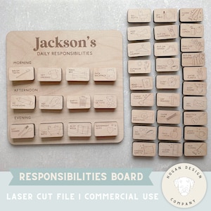 Conseil d'administration Fichier laser SVG découpé fichier numérique pour Glowforge | Tableau de tâches ménagères pour enfants Svg | Calendrier de la liste des tâches quotidiennes | Prêt pour la découpe laser