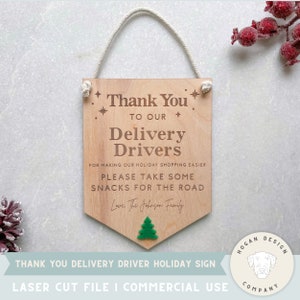Lieferung Fahrer Schild | Lieferung Fahrer Snack-Zeichen | Lieferung Goodie Holz Türschild | USPS USPS | Amazonit | Weihnachtsschild | Danke, dass Sie Zeichen