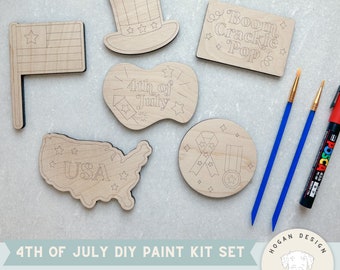 4th of July DIY Paint Kit Set SVG Laser File Cut Digital File for Glowforge | Fourth of July Coloring | Independence Day | Kids Laser file