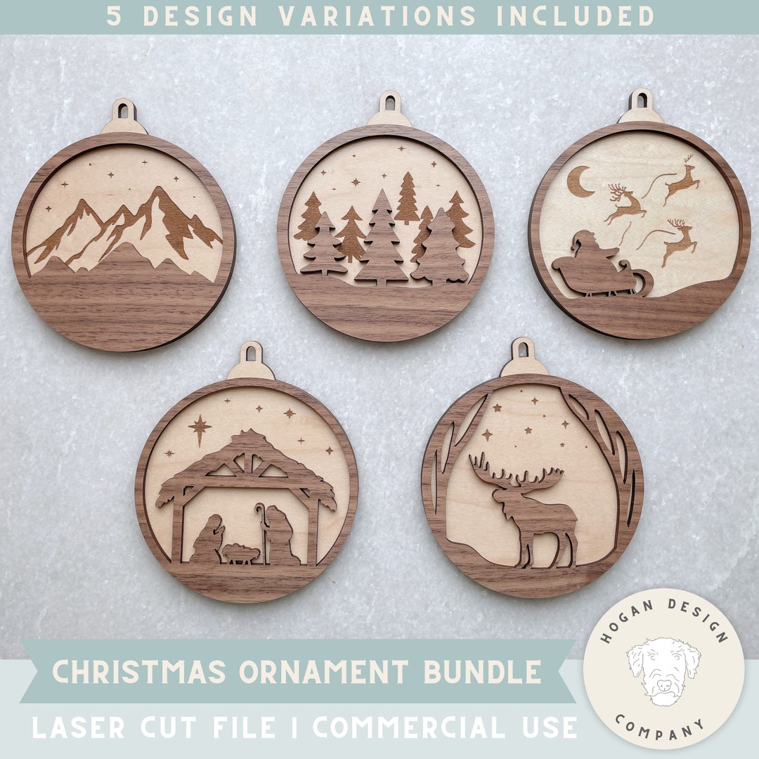 Christmas Ornament SVG Bundle Laser Cut File for Glowforge ...