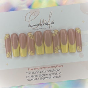 press on nails yellow daisys