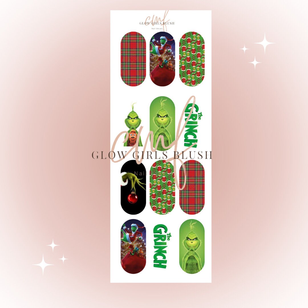 The Grinch Nail Decals Etsy