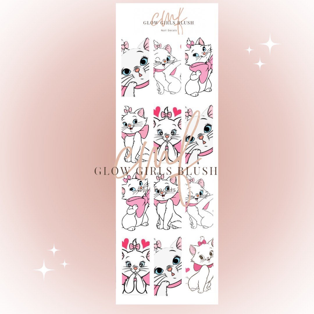Marie Cat Nail Decals Etsy