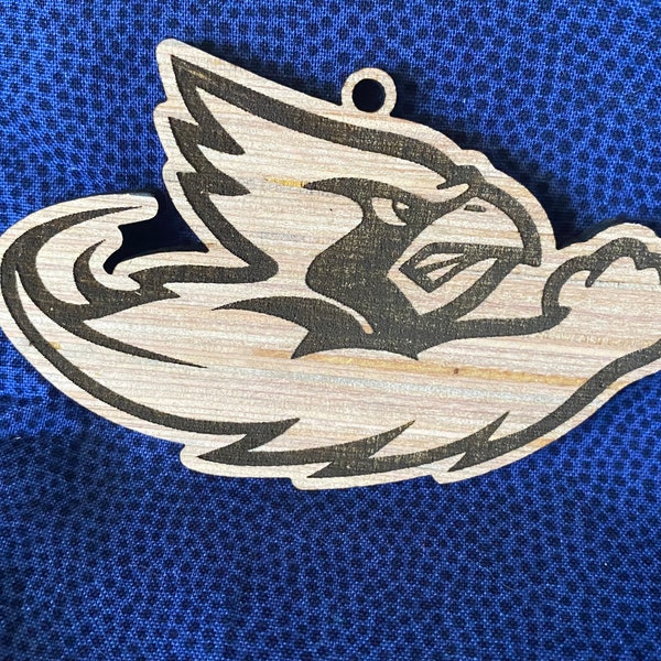 Laser Engraved Wood College Team logo ornament