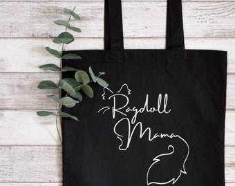 Bolsa de mano única para mamá gata, regalo para dueño de gato Ragdoll, bolsa ecológica para amantes de los gatos, regalo de cumpleaños para mamá, bolsa para mamá gata Ragdoll loca