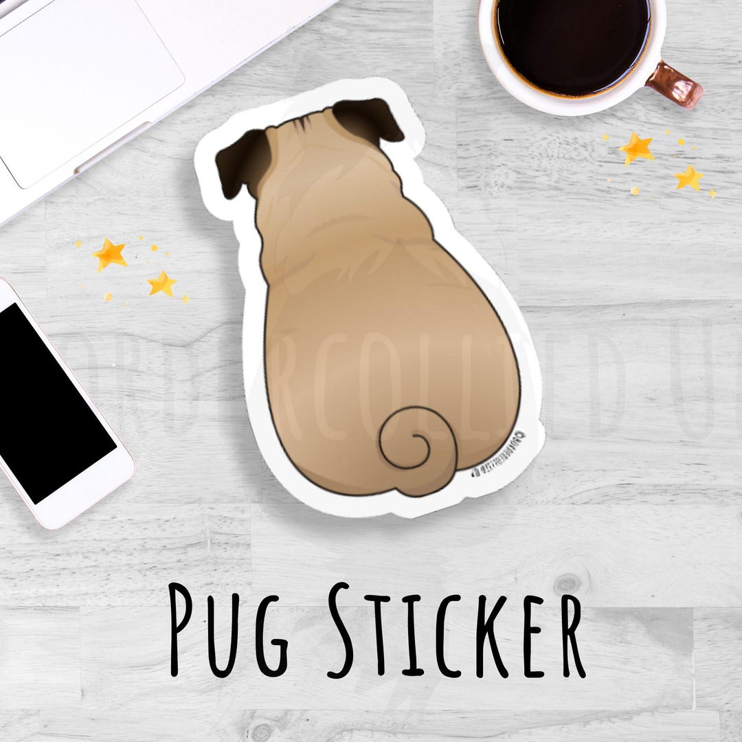 Cute Pug Sticker Custom Pug Dog Gift Car Sticker Dogmom Laptop Decal ...