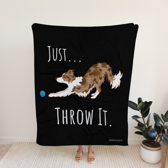 Border collie top throw blanket