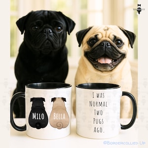 Personlig mopsmugg, unikt rynkigt ansikte, hundälskare, gåva, mopsägare, unik hundmamma, gåva, hundpappa, kaffekopp