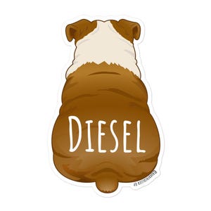 English Bulldog Sticker Personalized Bulldog Lover Gift Hound Dog Laptop Sticker Water Bottle Decal Car Sticker
