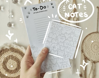 TO-DO of teken gewoon een kattennotitieblok | kat vierkante notities | Memoblok | takenlijst memoblok | boodschappenlijstje | plakboek | tekenblok doodlepad