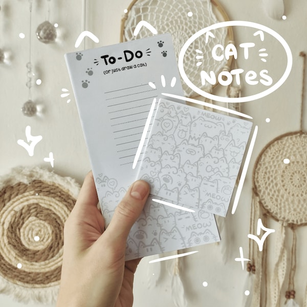 TO-DO or just draw a cat notepad | cat square notes | Memopad | to do list memo pad | grocery list | scrapbooking | drawpad doodlepad