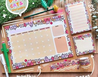 B-DAY CATS プランナーセット | かわいい文房具 | メモ | メモ帳 | To Do リスト | 月間プランナー | スクラップブッキング | 猫のメモ帳