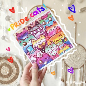 Reihe von PRIDE Katzen Kunstdruck | glücklicher Stolz Monat | LGBTQ+ | süße Kunstdrucke | Katze Illustration | süße Katzen Kunst | Katzen Poster