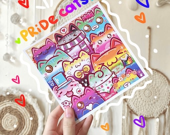 Pride Cats Art Print | LGBTQ+ Illustration kawaii