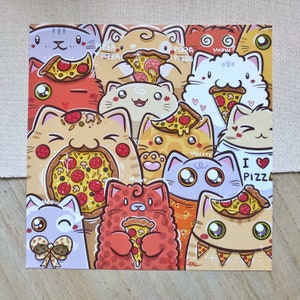 Bunch of Pizza Cats Art Print | Cute Art Prints | Cat Illustration ...