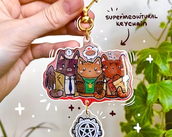 Destiel Cat Double Keychain: Fandom SPN charm