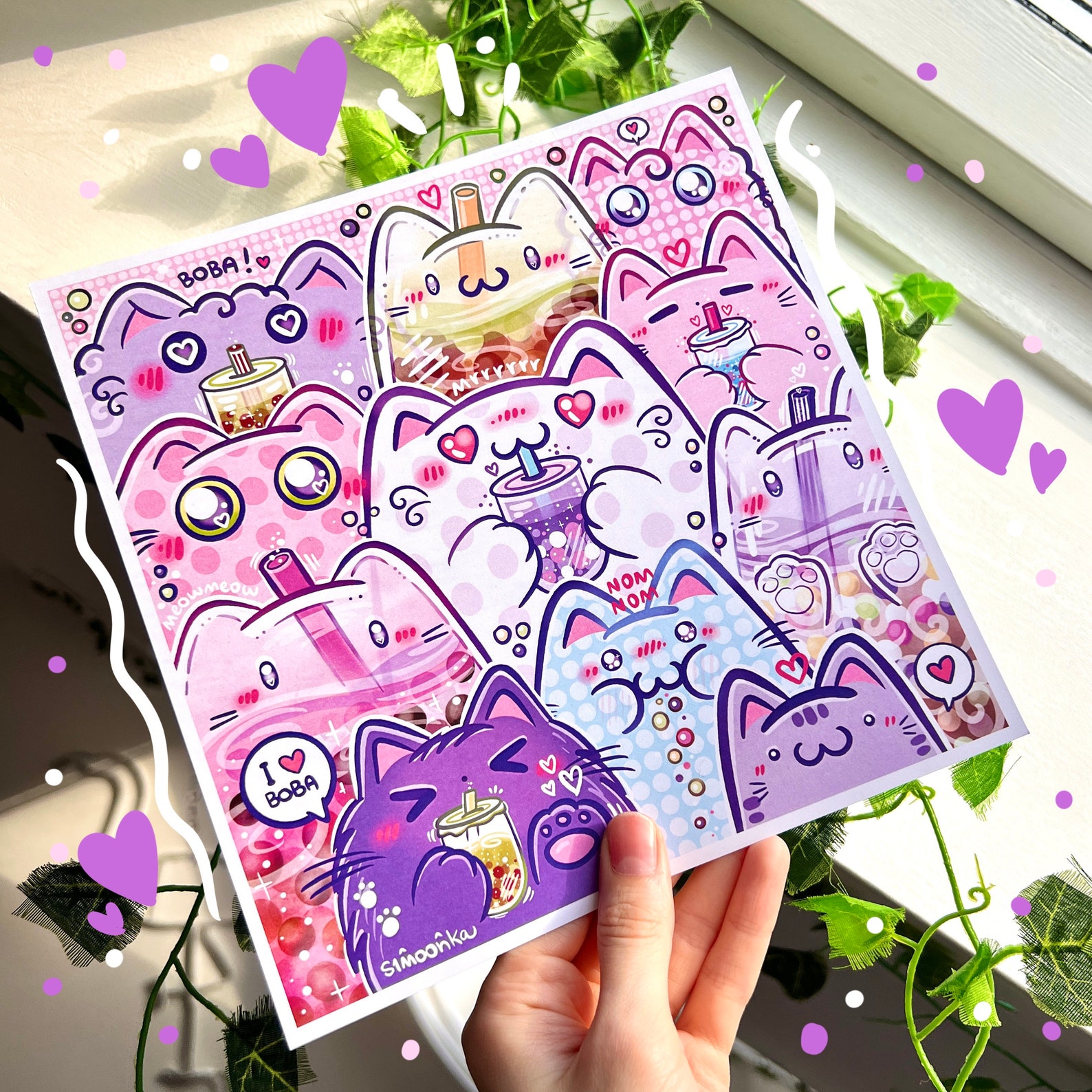 Kawaii Boba Cats Art Print: Bubble Tea Illustration - Etsy