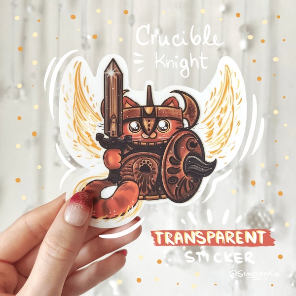 Crucible Knight Cat die-cut transparent sticker | Elden Ring | Dark souls | cute cat sticker | kawaii art | cute art | cute sticker