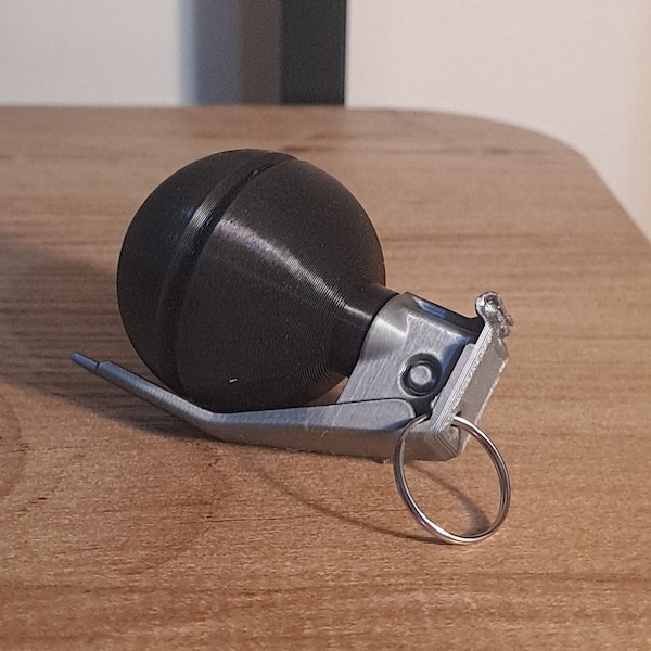 Practical Solution in Grenade Design: Concealed Storage Keychain / Made From Organic PLA Plastic / 3D Printed