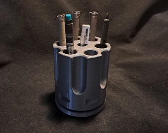 Revolving Around Revolver Pen Holder / Made From Organic PLA Plastic / 3D Printed