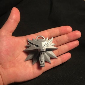 Witcher Game Wolf Medallion Necklace and Keychain / Made From Organic PLA Plastic / 3D Printed
