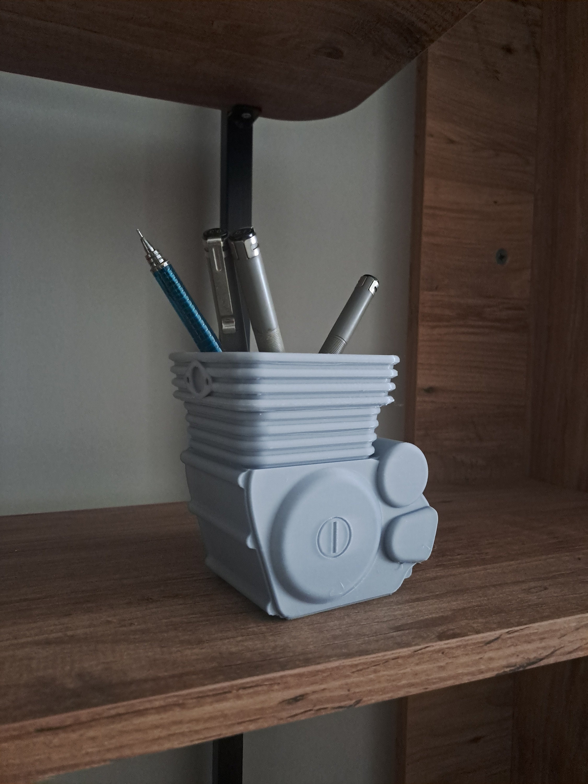 Vintage Motorcycle Pencil Holder - Bronze Iron Desktop Organizer For Office & Home