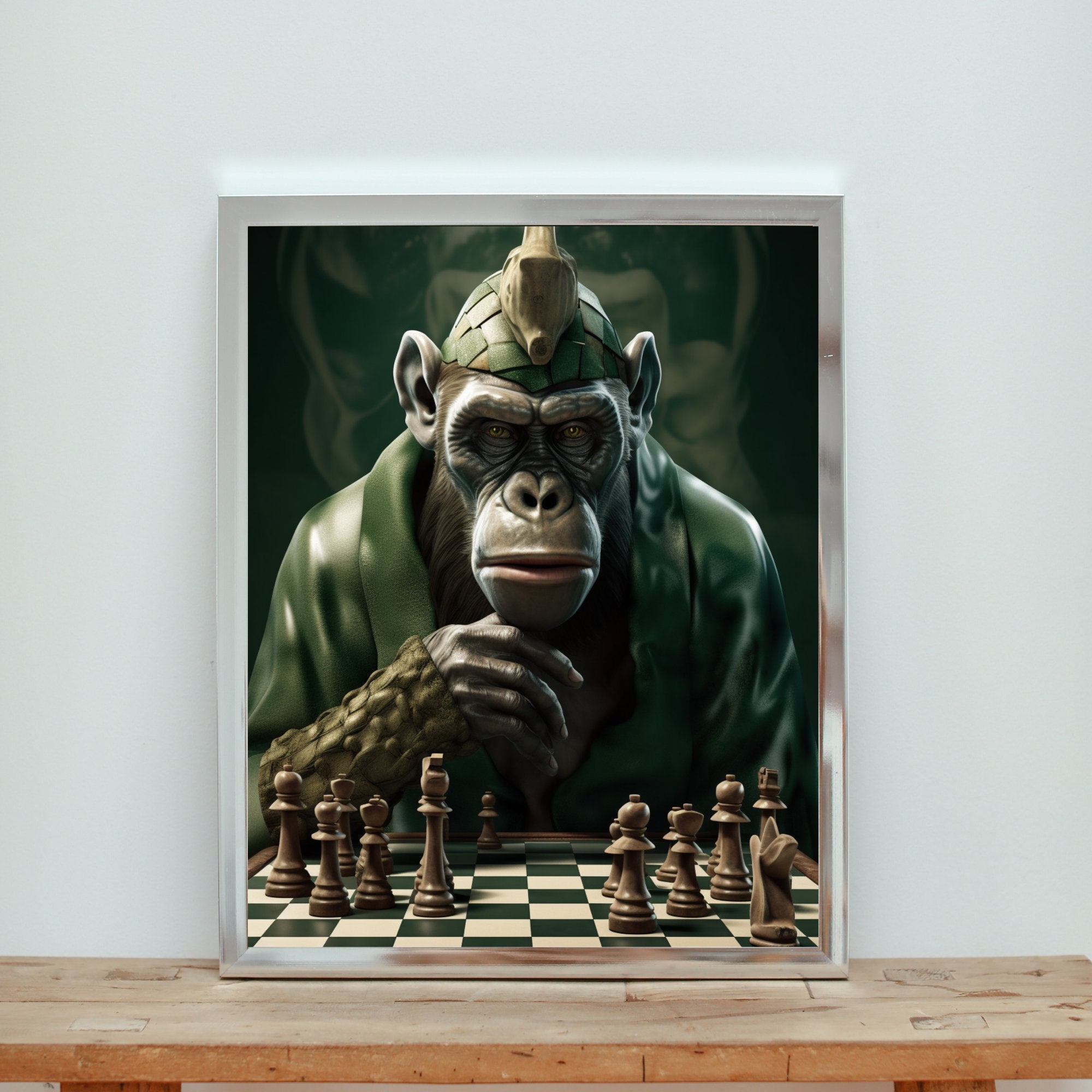 Funny Chess Monkey checkmate king chessboard 3d chess pawn room