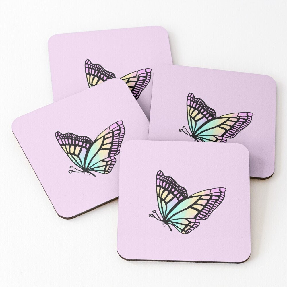 Dessous de Verre - Papillon Magique Couleurs Pastels Personnalisable Personnalisez Le Votre Sous-Ver