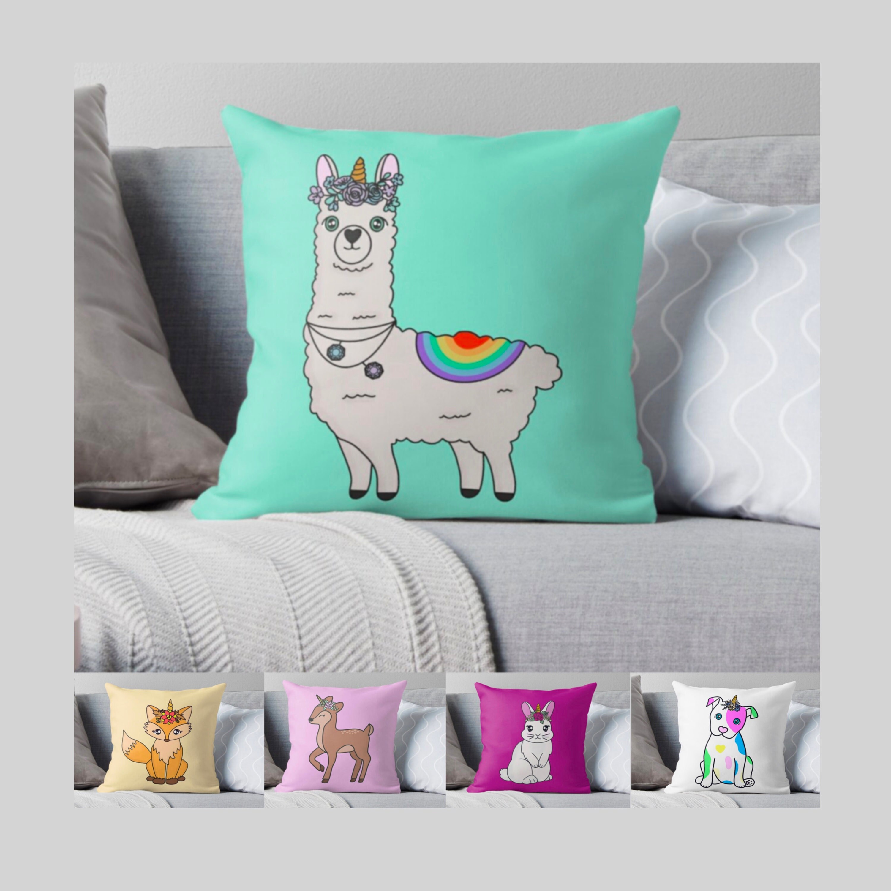 Housse de Coussin - Coussin Au Choix Je Suis Une Licorne Renard-Lapine-Chien-Biche-Lama Personnalisa