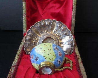 Antique Satsuma  Ottoman Turkish Antique Islamic Silver Coffee Cup Boxed with Sultan Tugra Seal Stamp