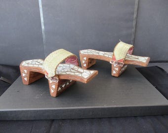 Antique Ottoman Turkish Bath Clogs Pearl Inlaid ,  Old Nalin Turkish Mother-Pearl Inlay