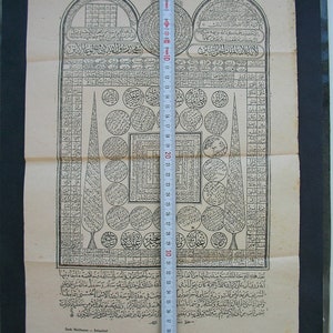 Old Printed Turkish Arabic Islamic Magic Magical Charm Havass Talisman Prayers Panel image 1