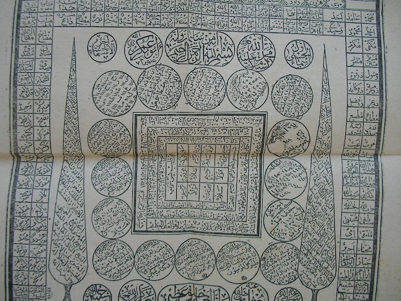 Old Printed Turkish Arabic Islamic Magic Magical Charm Havass Talisman Prayers Panel image 3