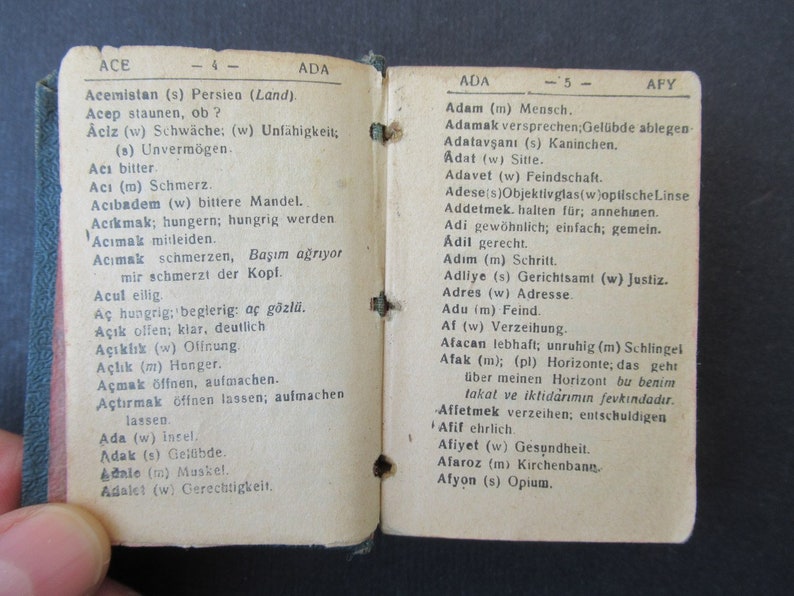 Seltenes türkisches und deutsches, altes gedrucktes kleines Wörterbuch, Deutsch-Türkisches Wörterbuch Bild 4