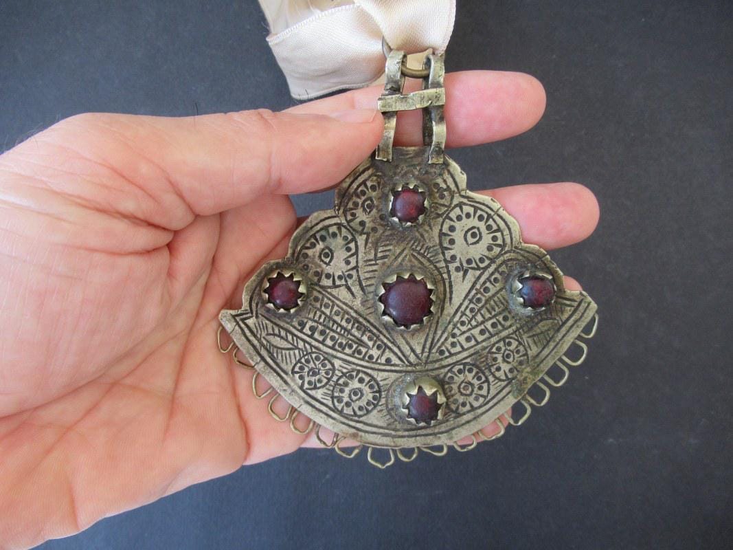 Collier Ancien Pendentif Style Ottoman En Argent Massif - Bon état