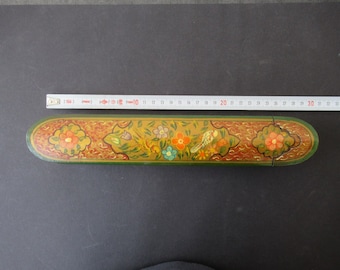 Hand-Painted Vintage Qalamdan Pen Case Box with Birds and Flowers