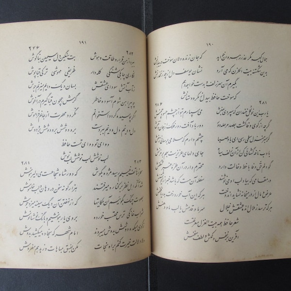 Die persische Farsi-Dichter-Gedichtliteratur, Hafez Shirazi Diwan, دانحافظ شرازفظ شرازظ, Islamisches altgedrucktes KOPIEbuch Hegira 1320, A.D 1902