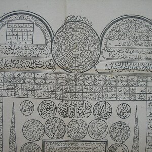 Old Printed Turkish Arabic Islamic Magic Magical Charm Havass Talisman Prayers Panel image 2