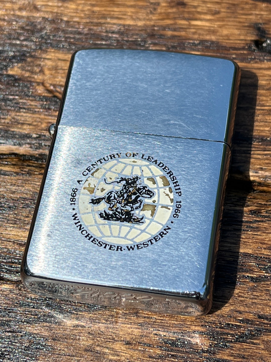 Vintage Chrome Zippo Winchester Themed Lighter Etsy