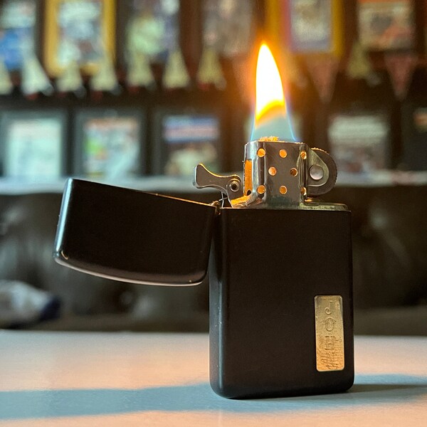 Vintage Black Zippo 50th Anniversary Slim Lighter Engraved w/John