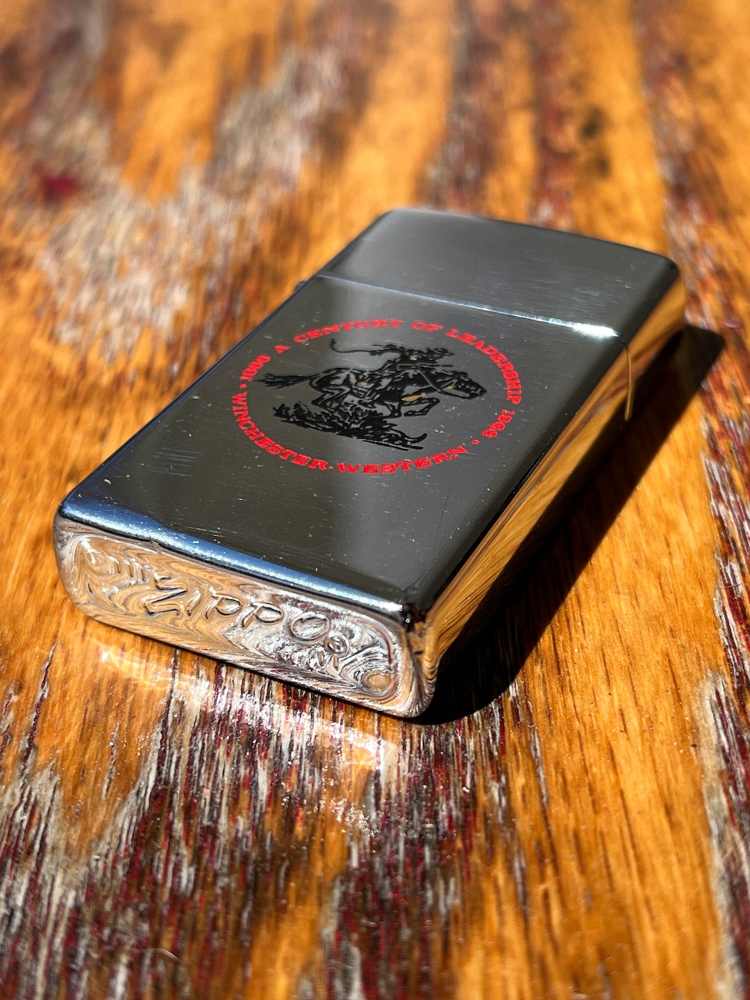 Chrome Vintage Winchester Themed Zippo Lighter Etsy