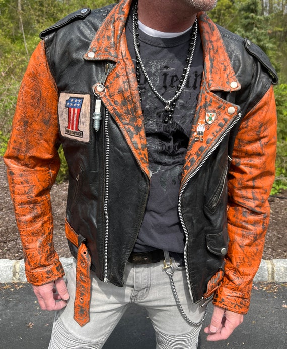 Harley Davidson Themed Leather Jacket