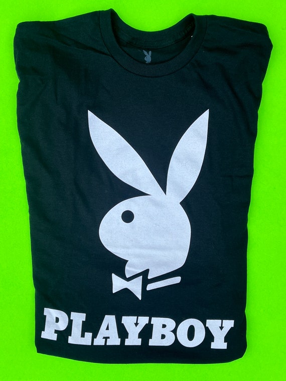 100% Cotton Playboy Bunny Black Logo T-Shirt, Size